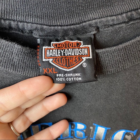 1980s Harley-Davidson Wolf & Flags Mens Shirt XXL - Picture 9 of 10